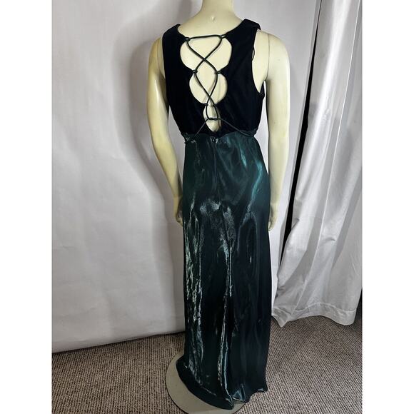 Black Velvet &satin Maxi Dress Sz 11 All That Jazz‎ Vintage 90’s - Picture 3 of 12